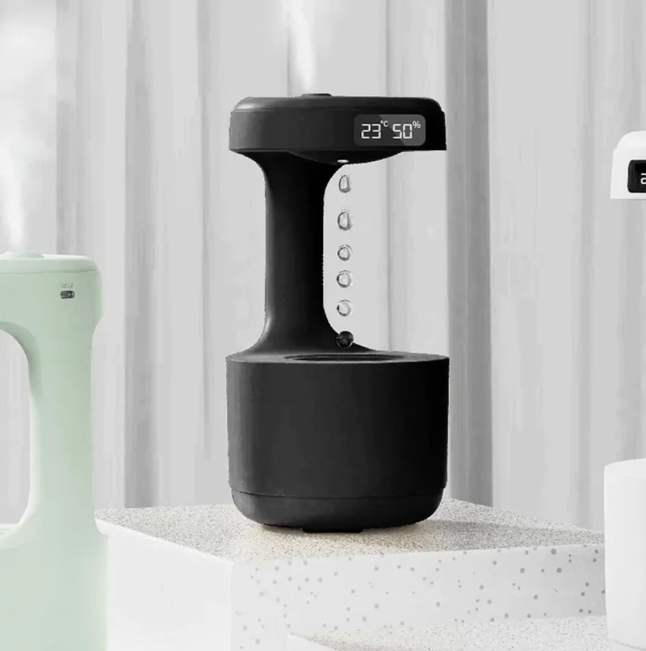 Anti-Gravity Water Drop Humidifier Clock