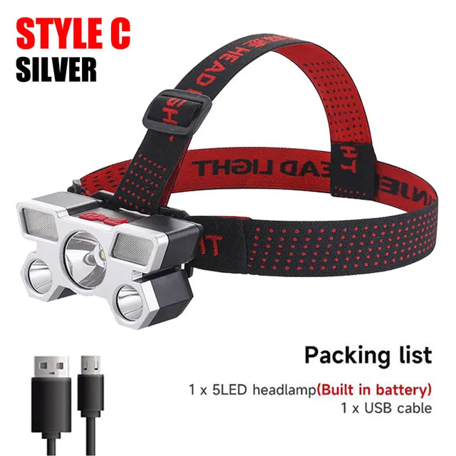 5 LED Rechargeable Headlamp