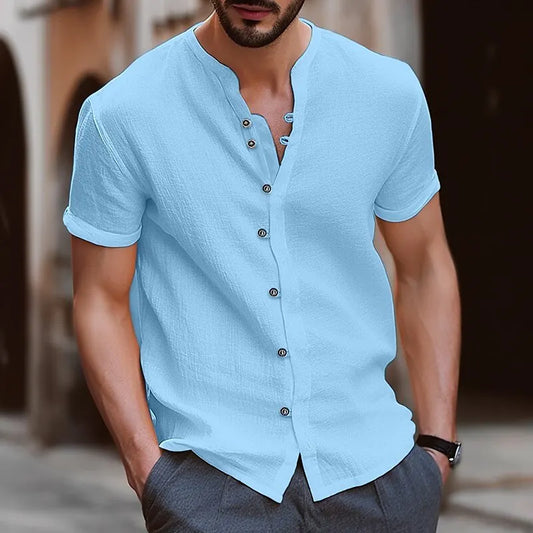 Men's Retro Summer V-Neck Linen Shirt