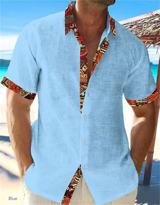 2025 Summer Men's Hawaiian Linen Beach Shirt