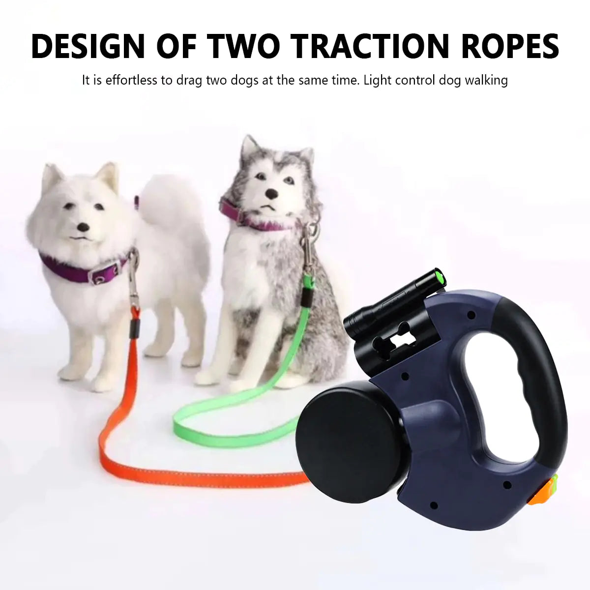 Dual Retractable Pet Leash with Light