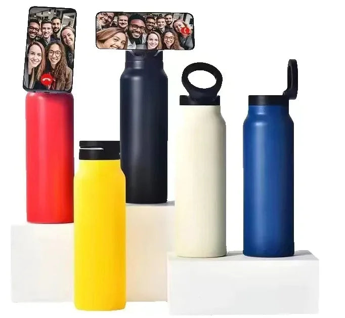 Water Bottle with Magnetic Phone Holder