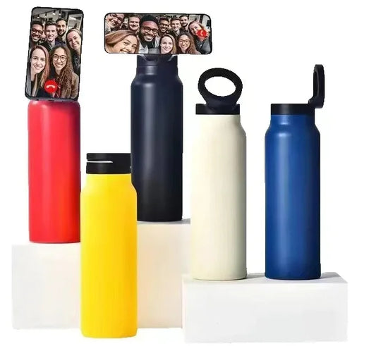 Water Bottle with Magnetic Phone Holder
