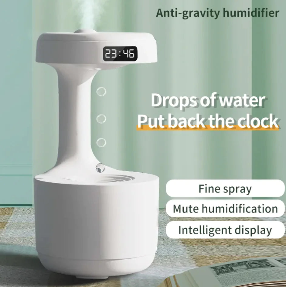 Anti-Gravity Water Drop Humidifier Clock