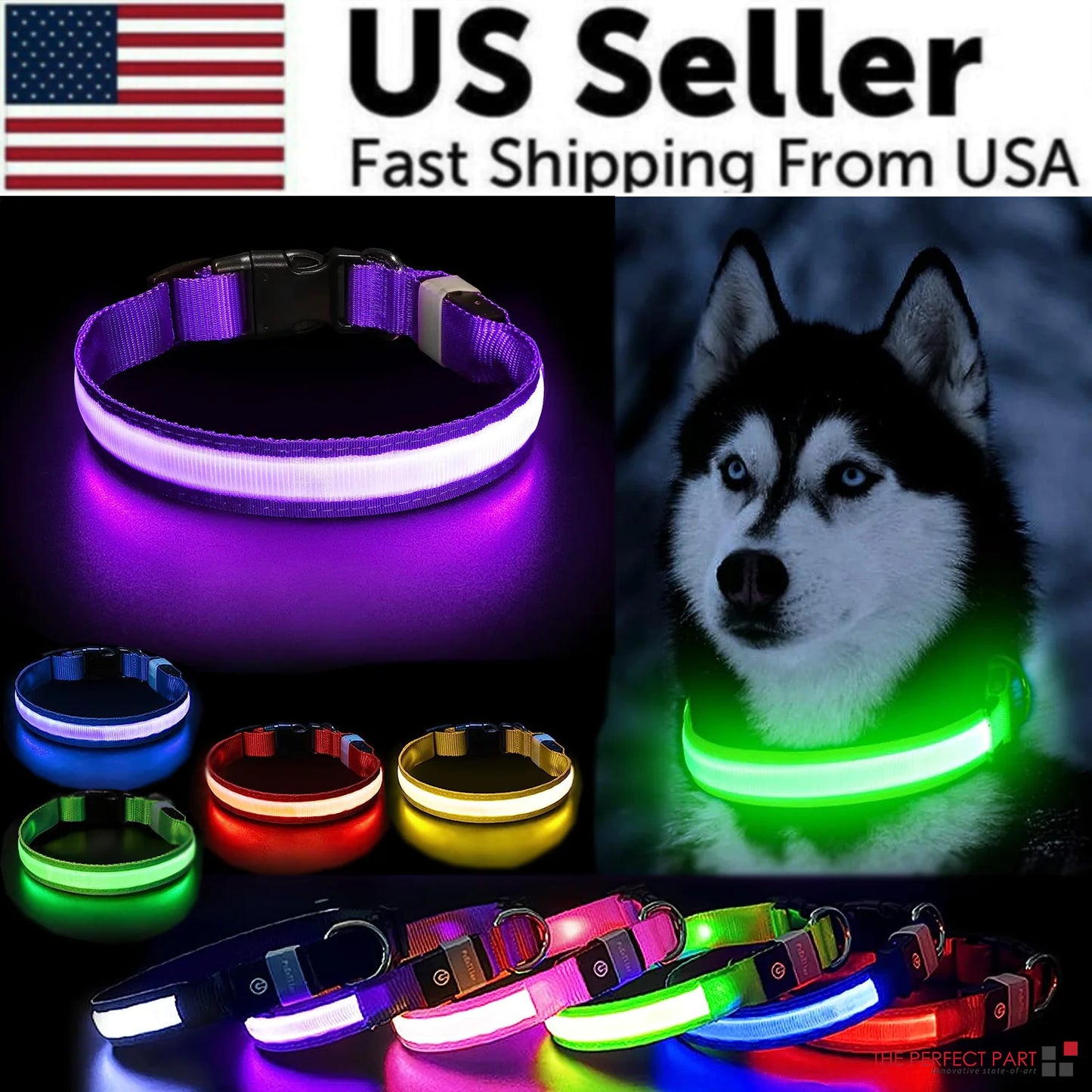 LED Adjustable Flashing Dog Collar