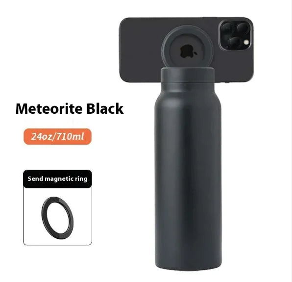 Water Bottle with Magnetic Phone Holder