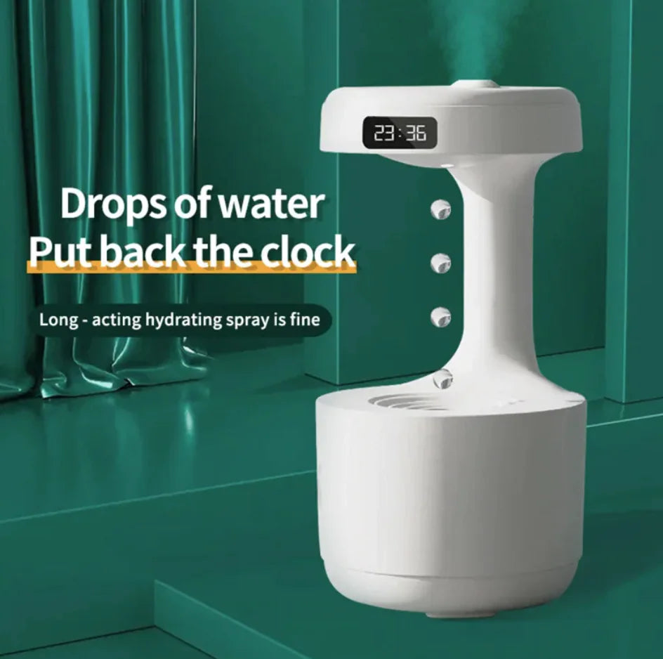 Anti-Gravity Water Drop Humidifier Clock