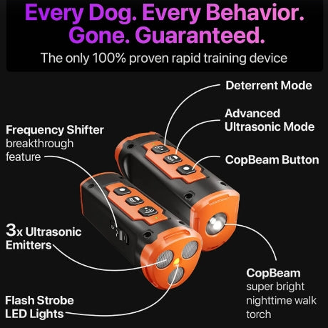 Ultrasonic Dog Repellent Flashlight