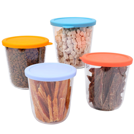 Dog Treat Container with Silicone Lids