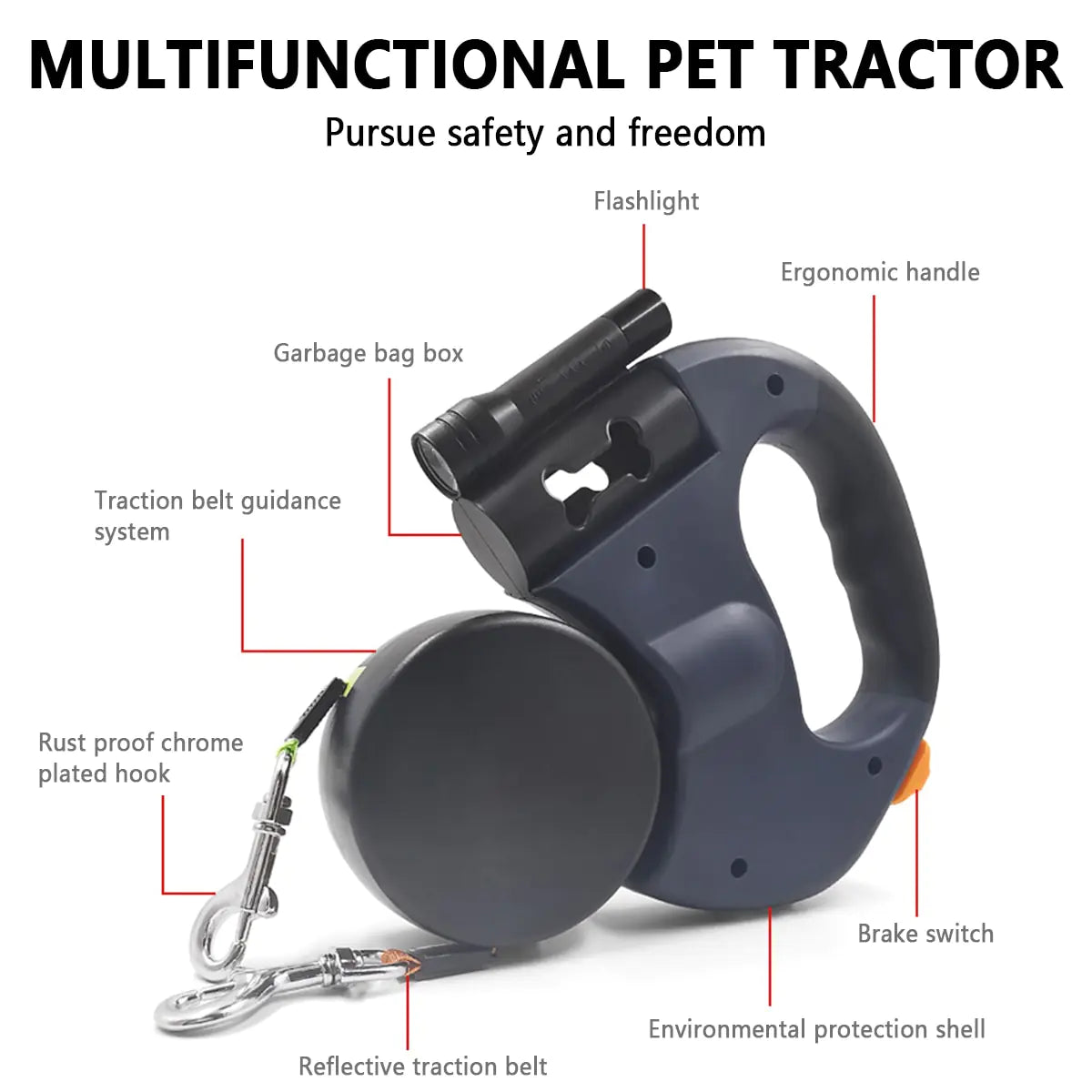 Dual Retractable Pet Leash with Light