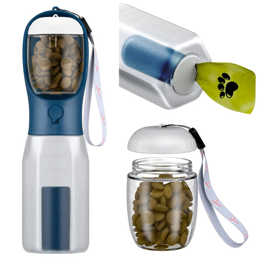 Portable Water Bottle with Food & Waste Bag