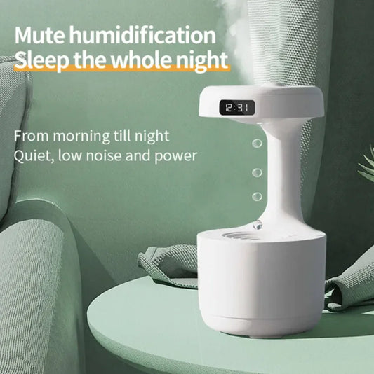 Anti-Gravity Water Drop Humidifier Clock