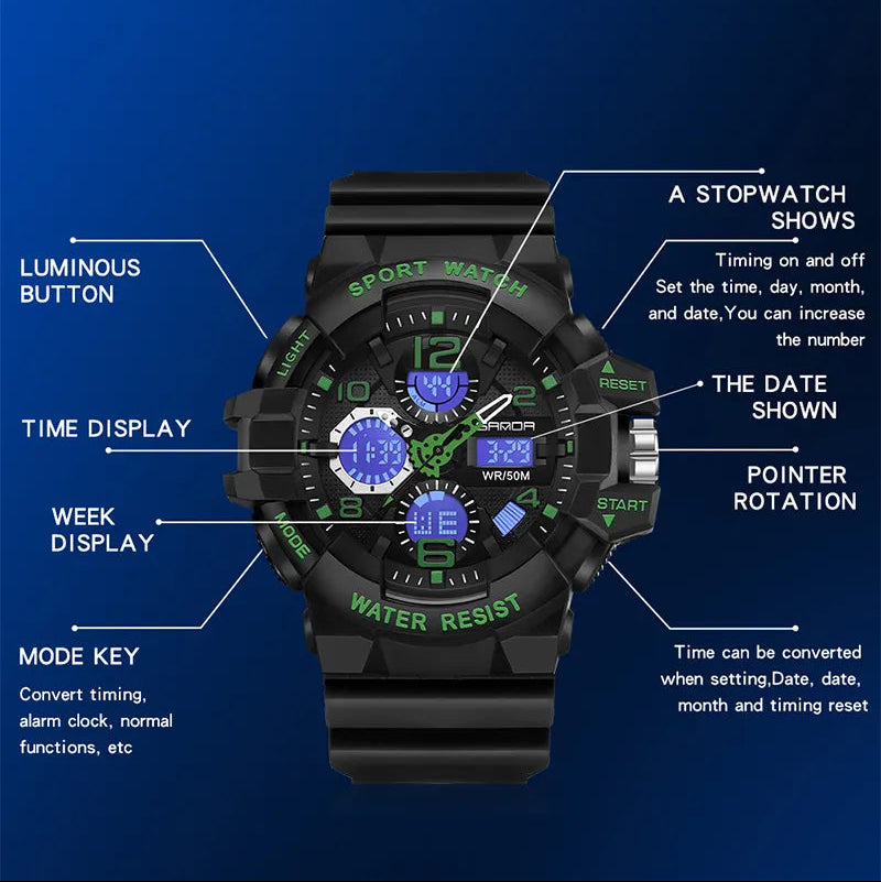 Military Digital Sports Watch