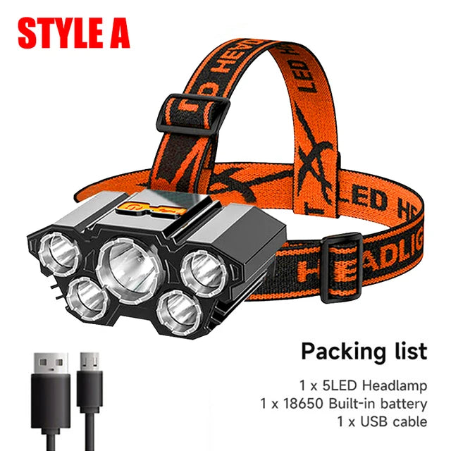 5 LED Rechargeable Headlamp