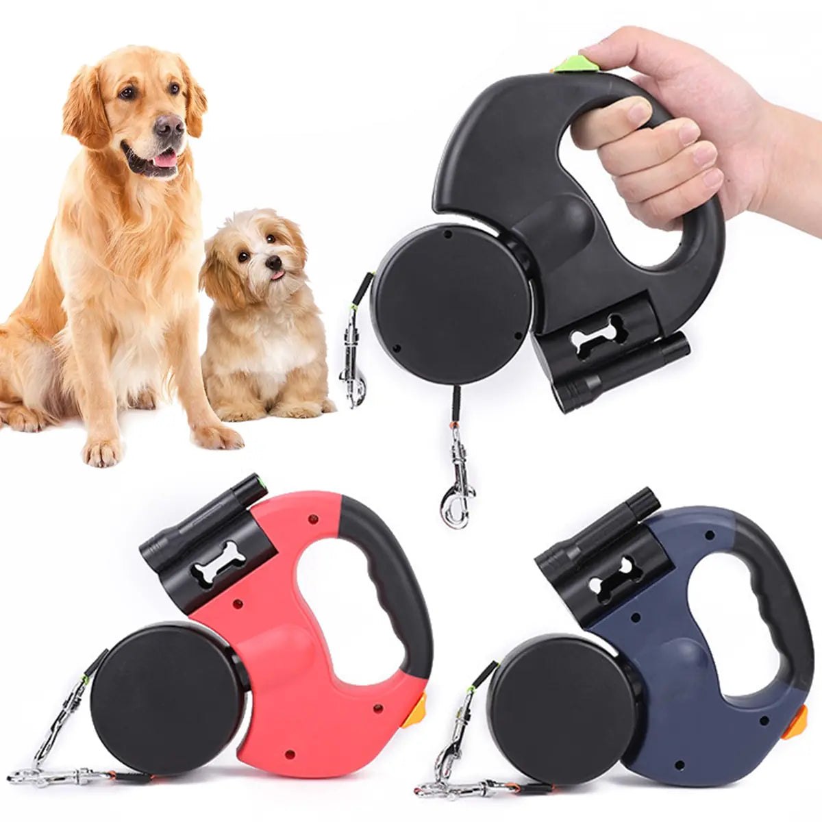 Dual Retractable Pet Leash with Light