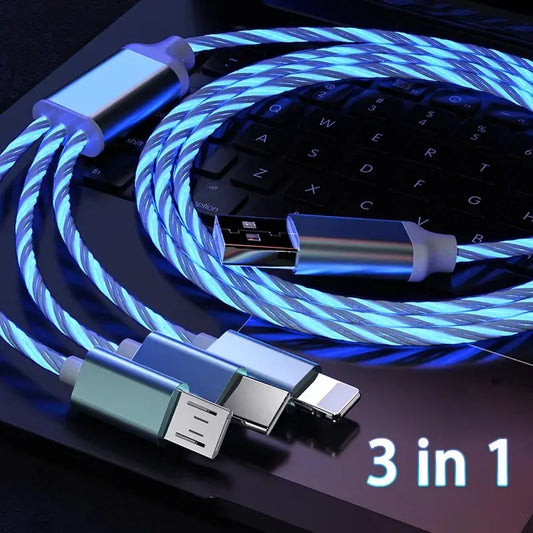 Fast Charging 3 in 1 Phone Cable For iPhone & Samsung