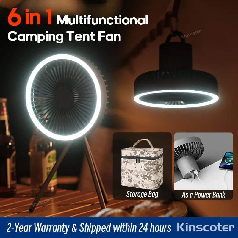 Camping Fan with Rechargeable LED Power Bank