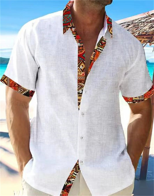 2025 Summer Men's Hawaiian Linen Beach Shirt