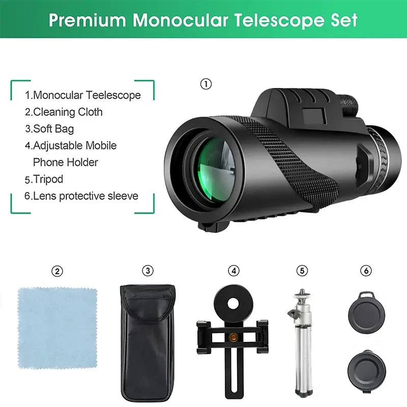 HD Long Range Binoculars With Tripod Phone Clip