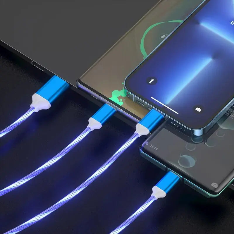 Fast Charging 3 in 1 Phone Cable For iPhone & Samsung