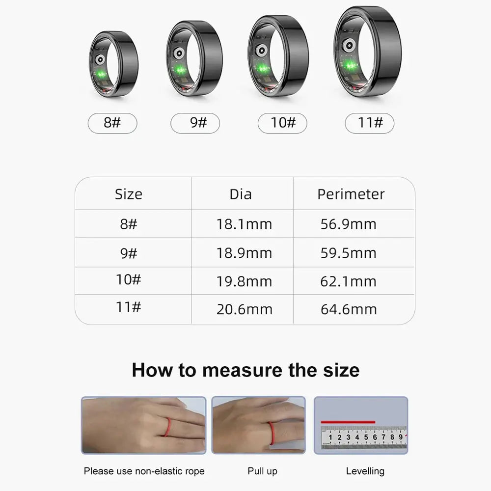 Smart Titanium Waterproof Health Monitoring Ring