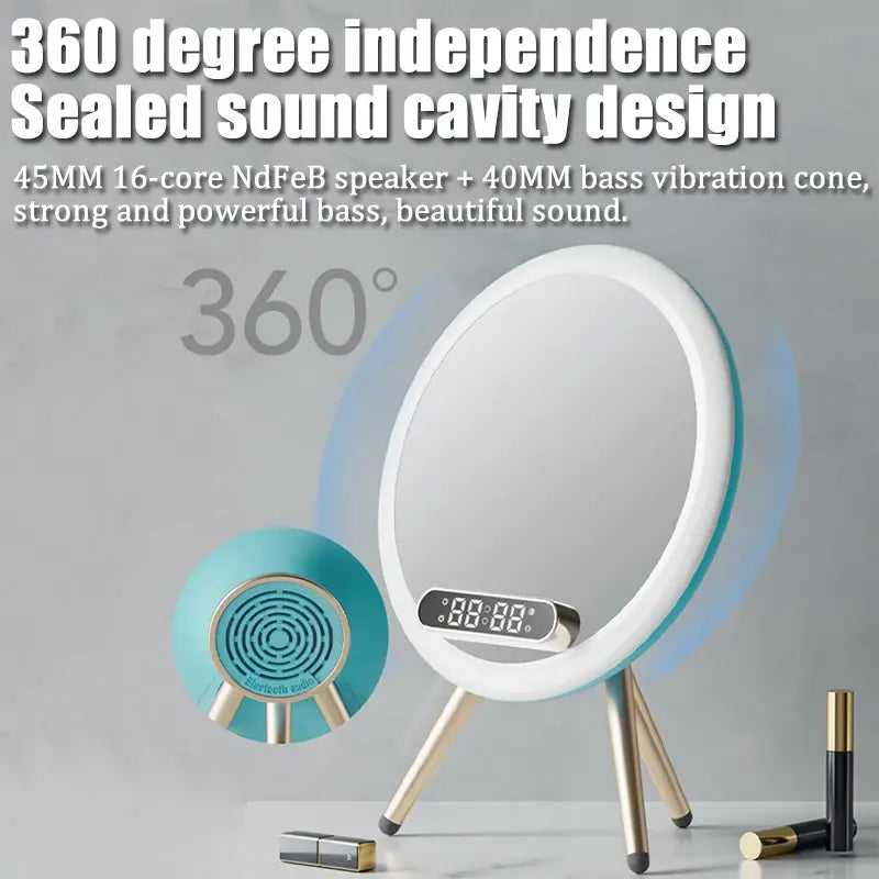 Bluetooth Mirror Speaker with LED Night Light
