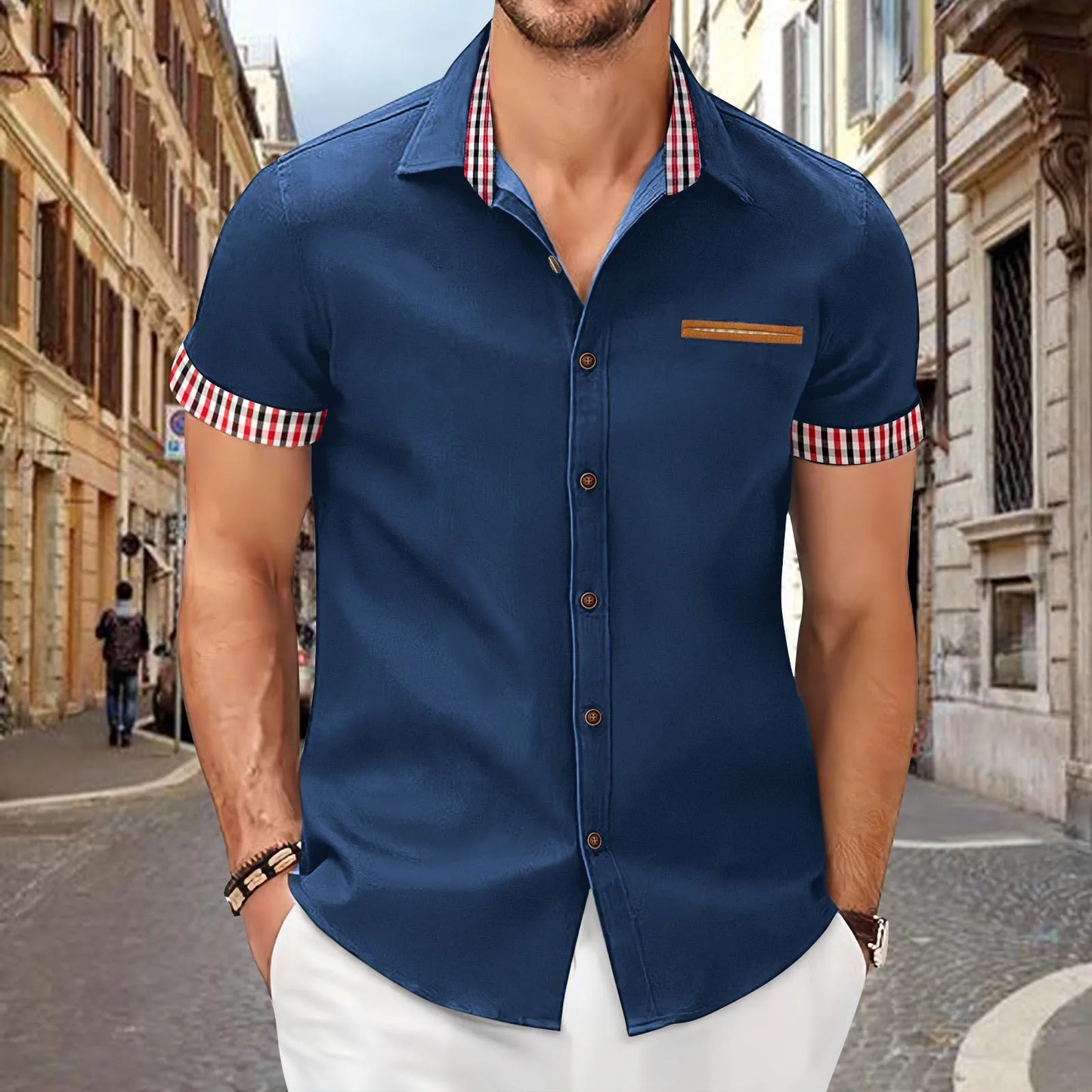 2025 Men's Lapel Plaid Casual Shirt