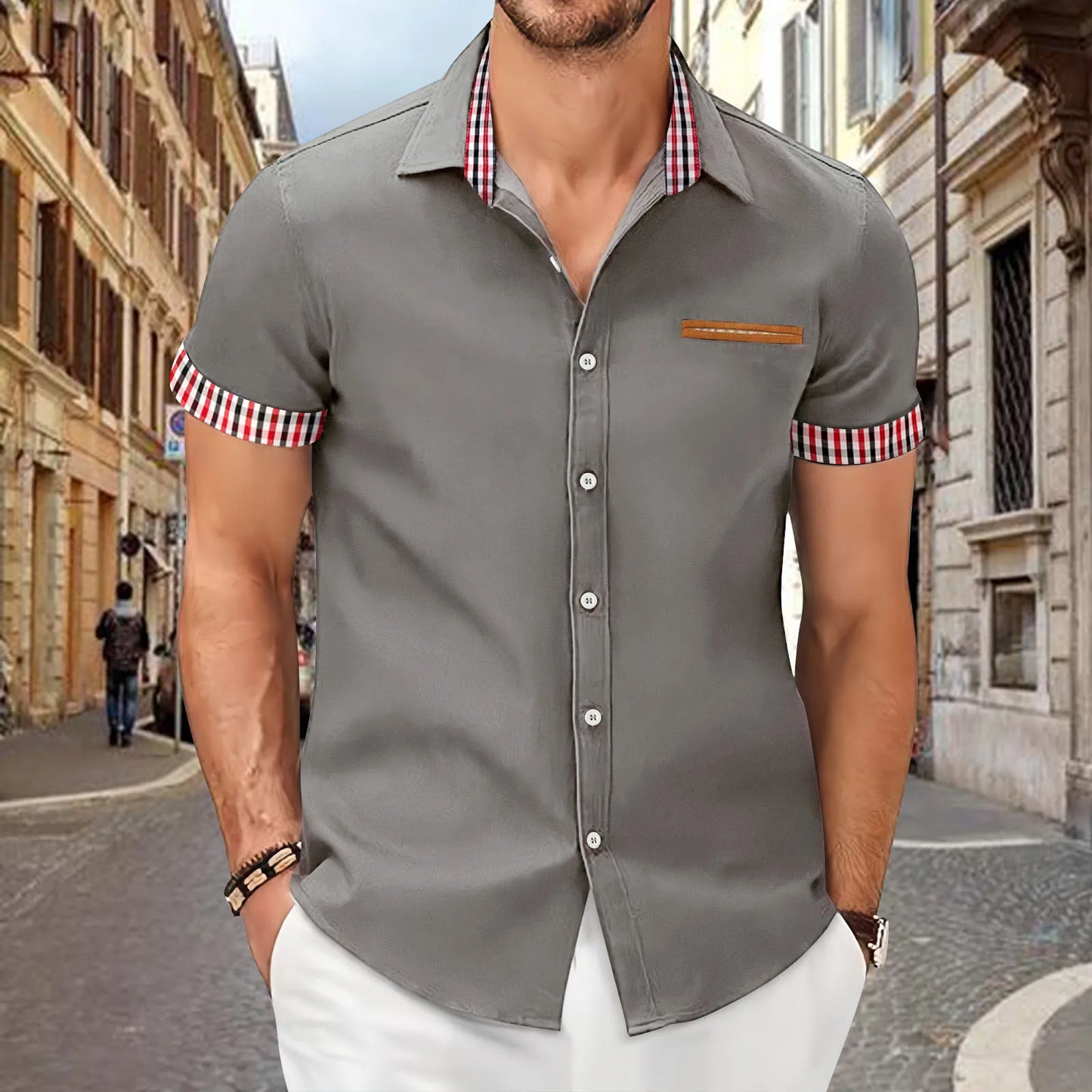 2025 Men's Lapel Plaid Casual Shirt