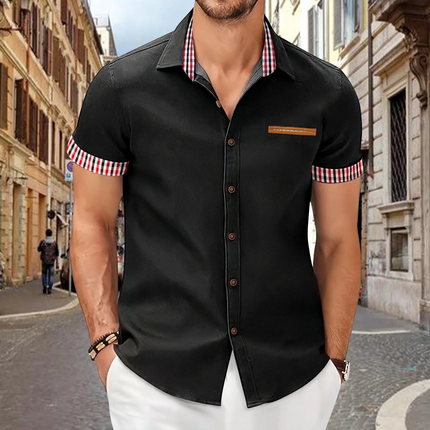 2025 Men's Lapel Plaid Casual Shirt
