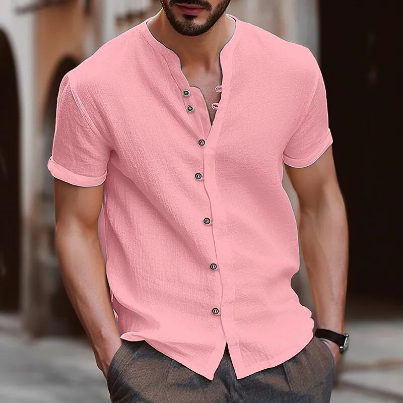 Men's Retro Summer V-Neck Linen Shirt