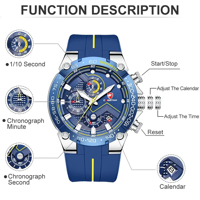 CHEETAH Men's Waterproof Big Dial Watch