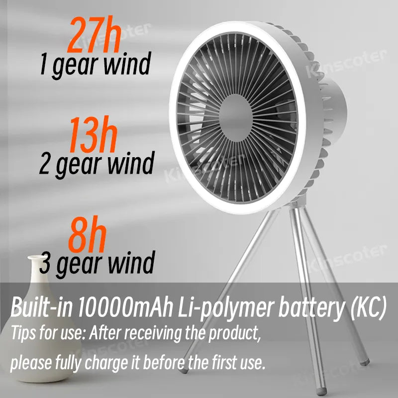 Camping Fan with Rechargeable LED Power Bank