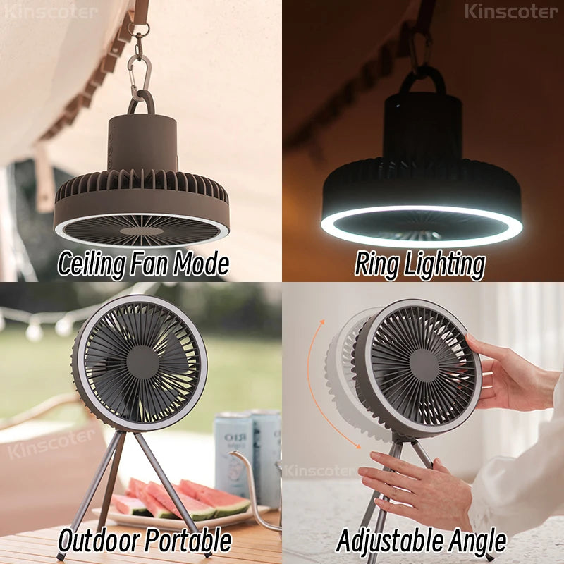 Camping Fan with Rechargeable LED Power Bank